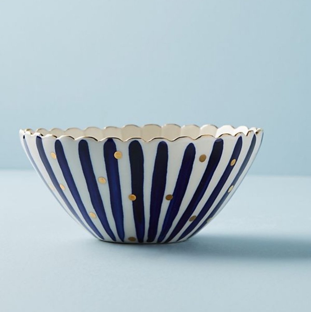 NIB Anthropologie Yesteryear Bowl- Stripe